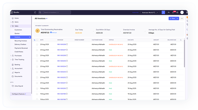 On the invoice section, click on '+ New' to create a new invoice On the invoice section, click on '+ New' to create a new invoice
