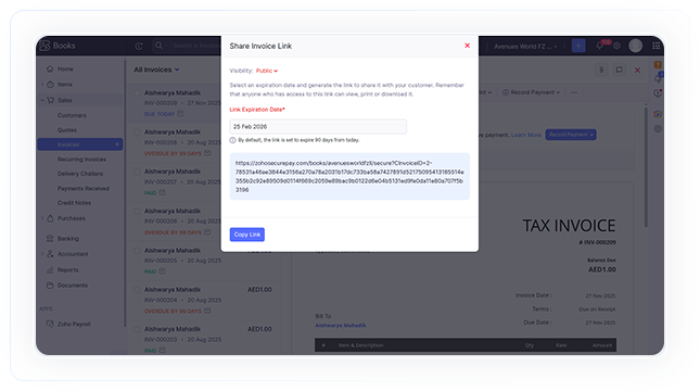 Click on generate link & copy the link to send customer (offline) Click on generate link & copy the link to send customer (offline)