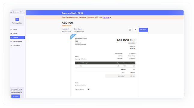 The customer opens the invoice via the link or from the customer portal The customer opens the invoice via the link or from the customer portal